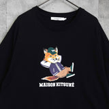 メゾンキツネ フォックスロゴ Tシャツ ブラック - NEWSED