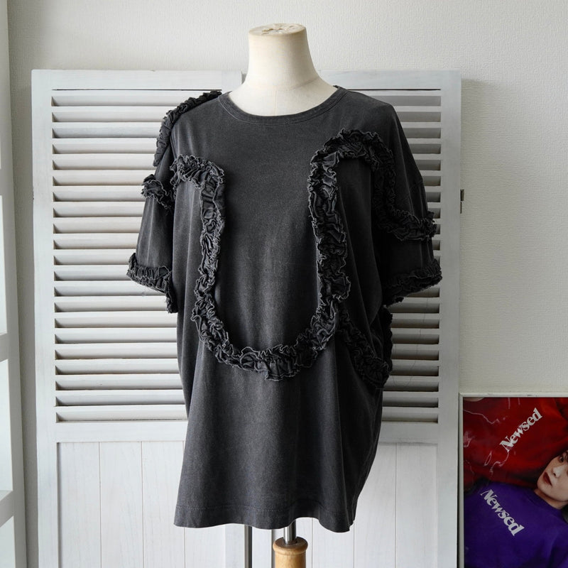 ドリス ヴァン ノッテン フリル 半袖トップス Tシャツ ダークグレー レディース - NEWSED