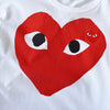 Play Comme des Garçons 白色心形徽标 T 恤