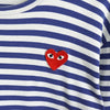 Play Comme des Garçons 蓝色心形标志条纹长袖 T 恤