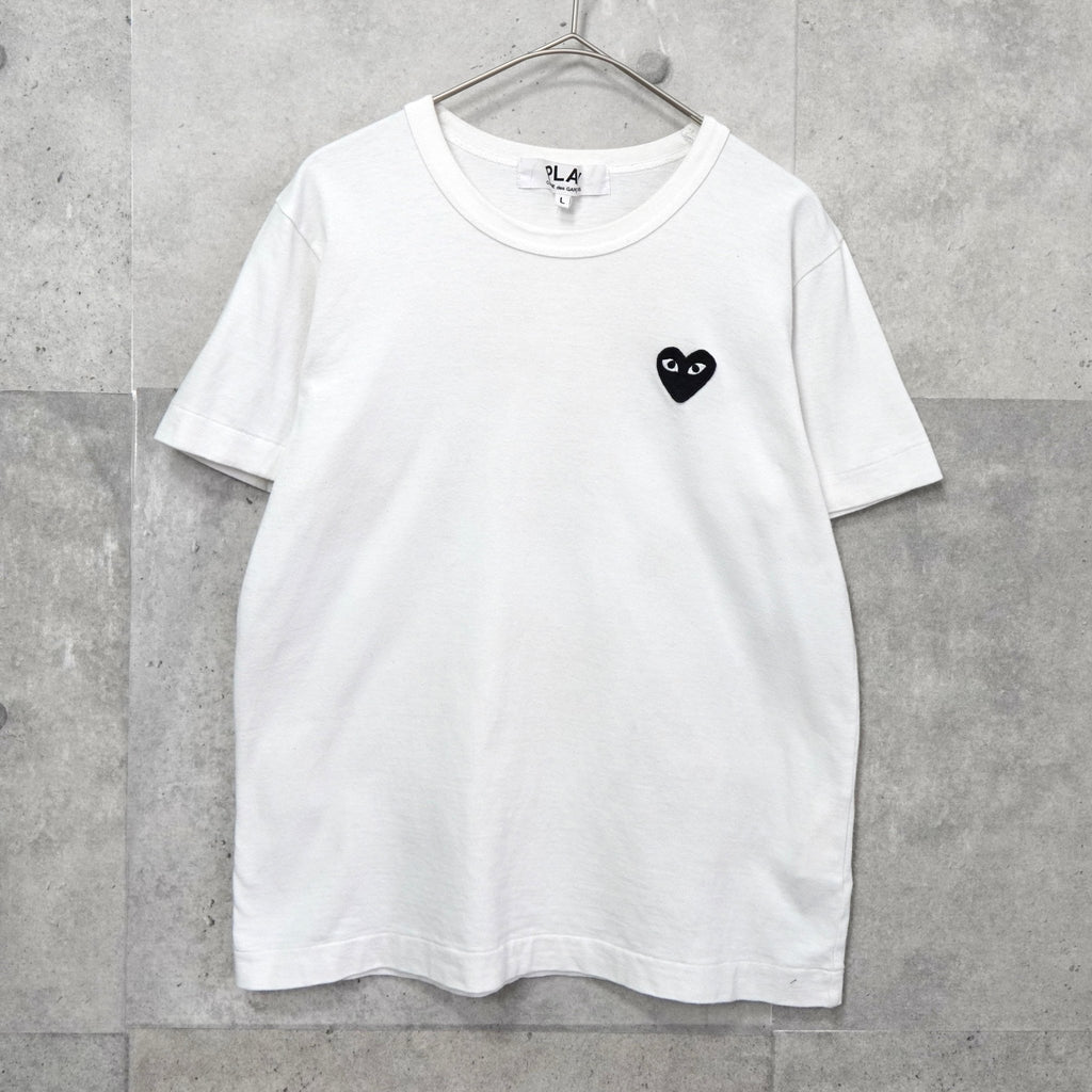 プレイ コムデギャルソン ハートロゴ Tシャツ ホワイト レディース