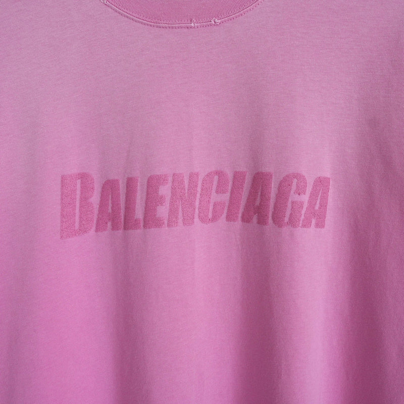 バレンシアガ ロゴ ダメージ加工 オーバーサイズ Tシャツ ピンク - NEWSED