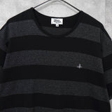ヴィヴィアン ウエストウッド オーブ 刺繍 ボーダー Tシャツ ブラック / グレー - NEWSED