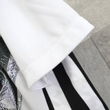 コムデギャルソン オムプリュス 千鳥格子柄 ストライプ柄 変形 オーバーサイズ Tシャツ カットソー ホワイト / ブラック - NEWSED