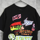 ステューシー ロゴ アート ペイント Tシャツ ブラック - NEWSED