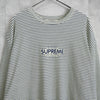 Supreme Logo Striped Long Sleeve T-Shirt in Ivory/Navy
