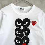 プレイ コムデギャルソン ハートロゴ プリント Tシャツ ホワイト - NEWSED