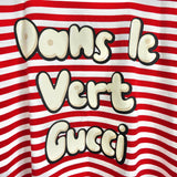 グッチ プリント ボーダー柄 Tシャツ レッド / ホワイト - NEWSED