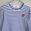 Play Comme des Garçons 蓝色心形标志条纹长袖 T 恤