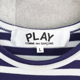 プレイ コムデギャルソン ハートロゴ ストライプ柄 ロンT ネイビ - NEWSED