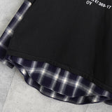オーワイ ロゴ レイヤード ドッキング チェック柄 Tシャツ 長袖シャツ ブラック - NEWSED