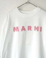 マルニ ギンガムチェックロゴ ショート丈 Tシャツ ホワイト サイズ36 レディース - NEWSED