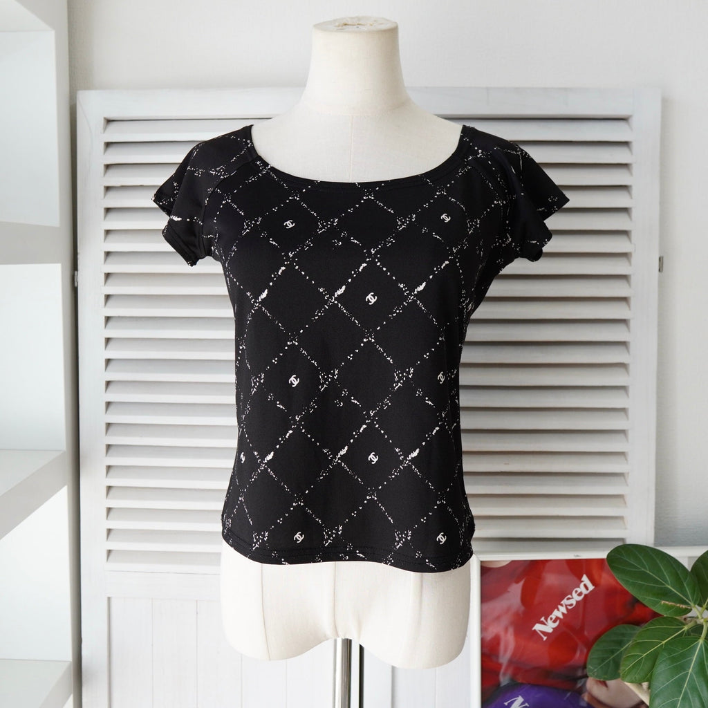シャネル トラベルライン ココマーク マトラッセ Tシャツ カットソー ブラック