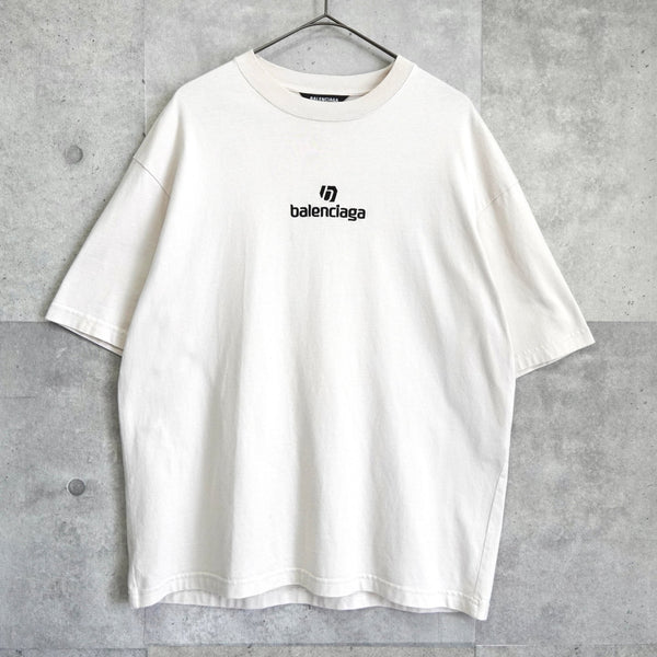 バレンシアガ ロゴ刺繍 オーバーサイズ Tシャツ ベージュ | ブランド