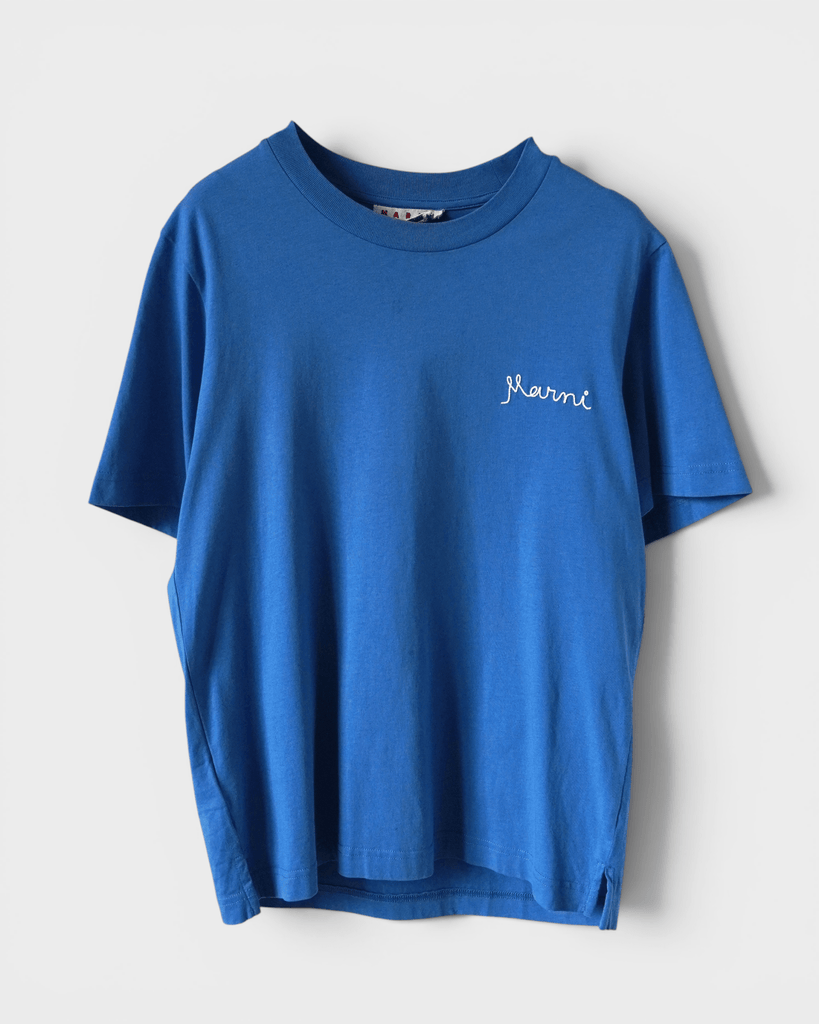 マルニ ステッチ 筆記体ロゴ Tシャツ ブルー サイズ38 レディース