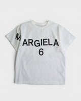 エムエムシックス メゾン マルジェラ シャツ素材 プルオーバー オーバーサイズ ロゴ Tシャツ ホワイト サイズ38 メンズ レディース - NEWSED