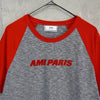 アミパリ アミ パリス ロゴ リンガーTシャツ グレー / レッド