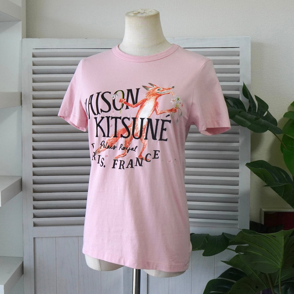 メゾン キツネ プリント Tシャツ ピンク