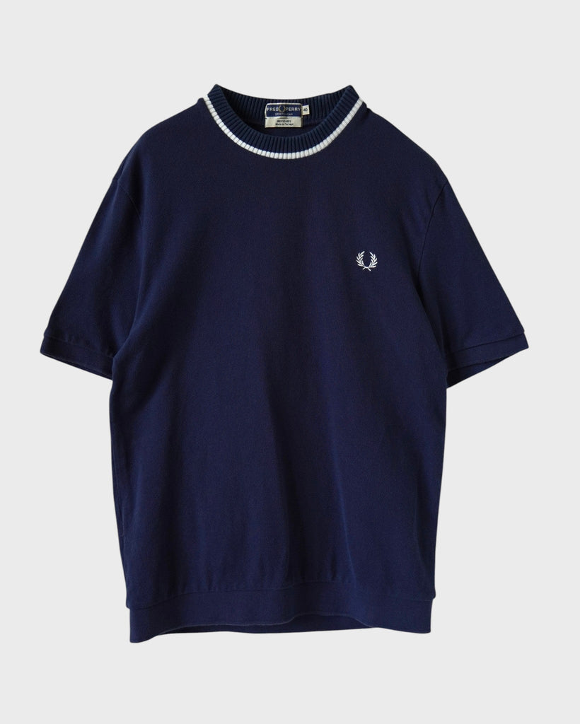 フレッドペリー ヴィンテージ リブネック 鹿子 Tシャツ ネイビー サイズ40 メンズ レディース