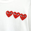 Play Comme des Garçons 白色心形徽标 T 恤