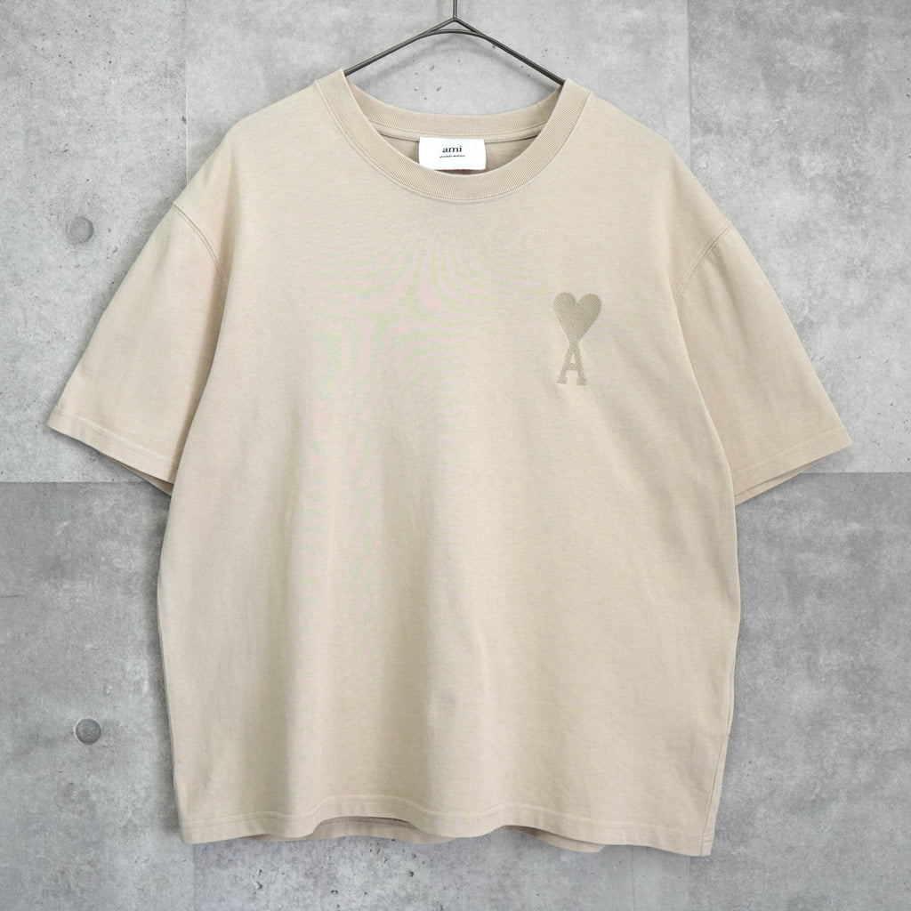 アミパリ アミ パリス ハートロゴ Tシャツ ベージュ