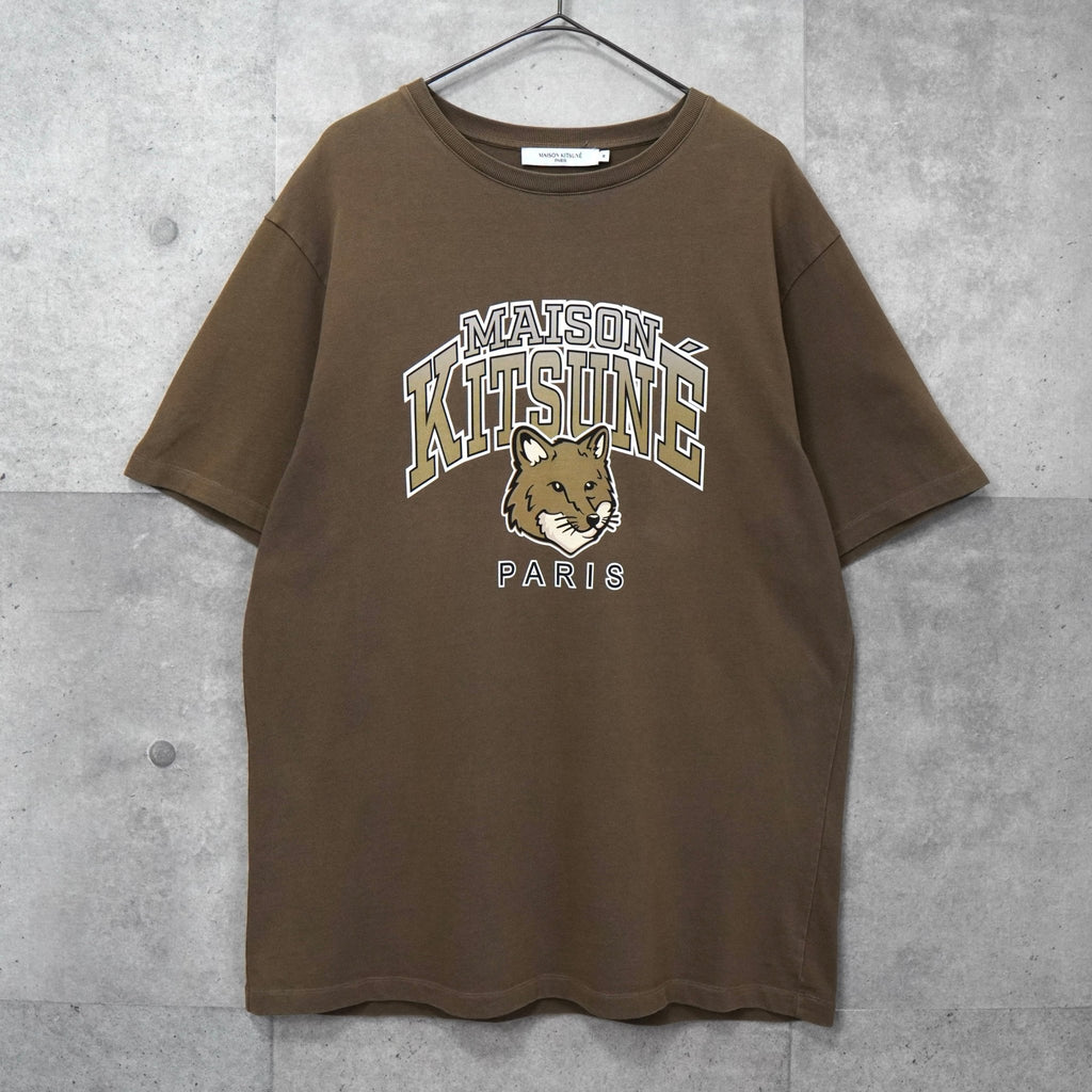 Maison Kitsune College Logo T-Shirt, Khaki