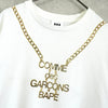 コムデギャルソン × アベイシングエイプ チェーンネックレス 転写 Tシャツ ホワイト