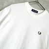 Fred Perry 徽标珠地网眼 T 恤白色