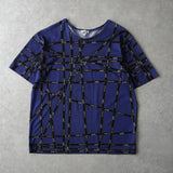 エルメス ロゴ リボン 総柄 半袖トップス Tシャツ ネイビー - NEWSED
