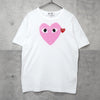 Play Comme des Garçons 白色/粉色心形徽标 T 恤