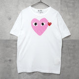 プレイ コムデギャルソン ハートロゴ Tシャツ ホワイト / ピンク - NEWSED