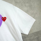 プレイ コム デ ギャルソン ハートロゴ Tシャツ ホワイト / パープル - NEWSED