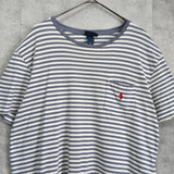 ポロ ラルフローレン スモールポニー ロゴ ボーダー Tシャツ グレー / ホワイト - NEWSED