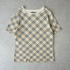 Burberry 马标志刺绣 Nova 格纹 T 恤，象牙色，女款