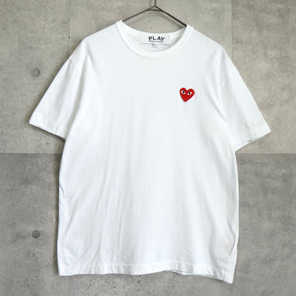 プレイ コムデギャルソン ハート ロゴ Tシャツ ホワイト
