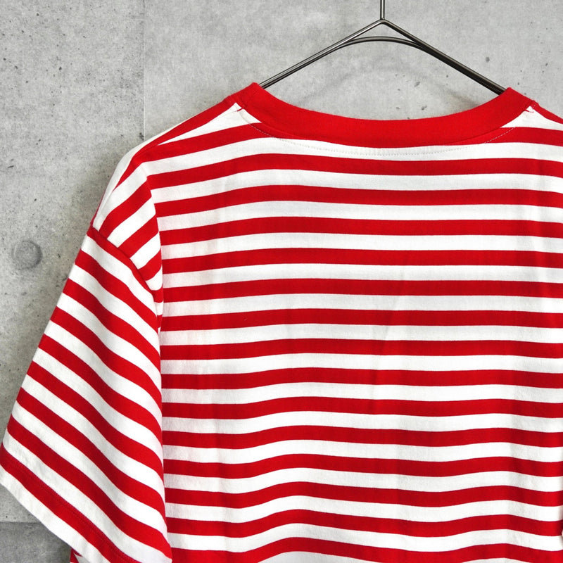 グッチ プリント ボーダー柄 Tシャツ レッド / ホワイト - NEWSED