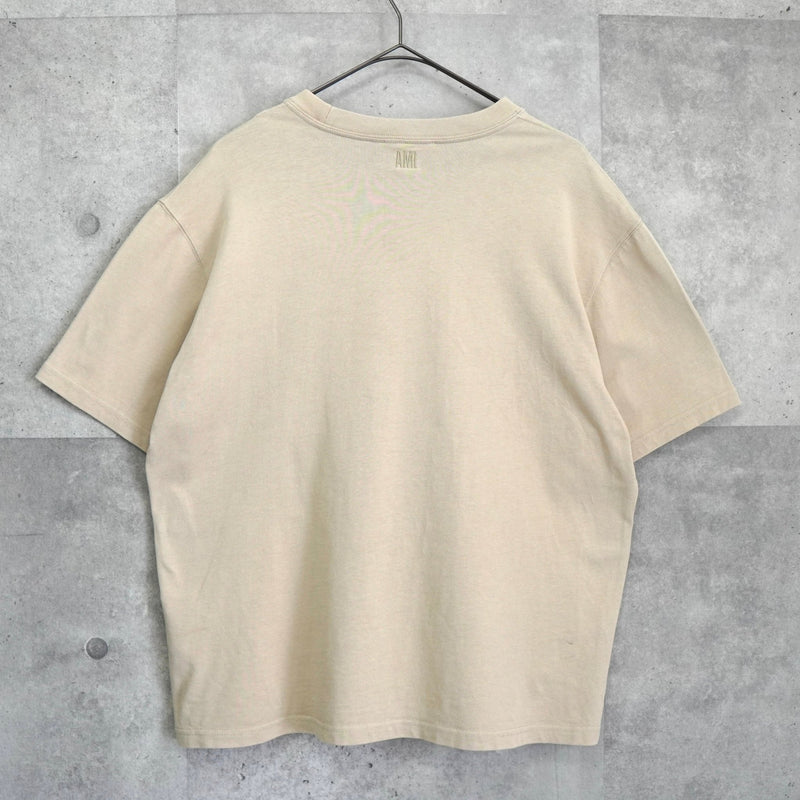 アミパリ アミ パリス ハートロゴ Tシャツ ベージュ | ブランド古着を