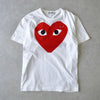 Play Comme des Garçons 白色心形徽标 T 恤