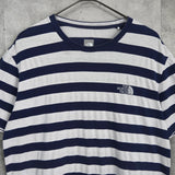 ザノースフェイス ボーダー ロゴ 刺繍 Tシャツ ネイビー / ホワイト - NEWSED