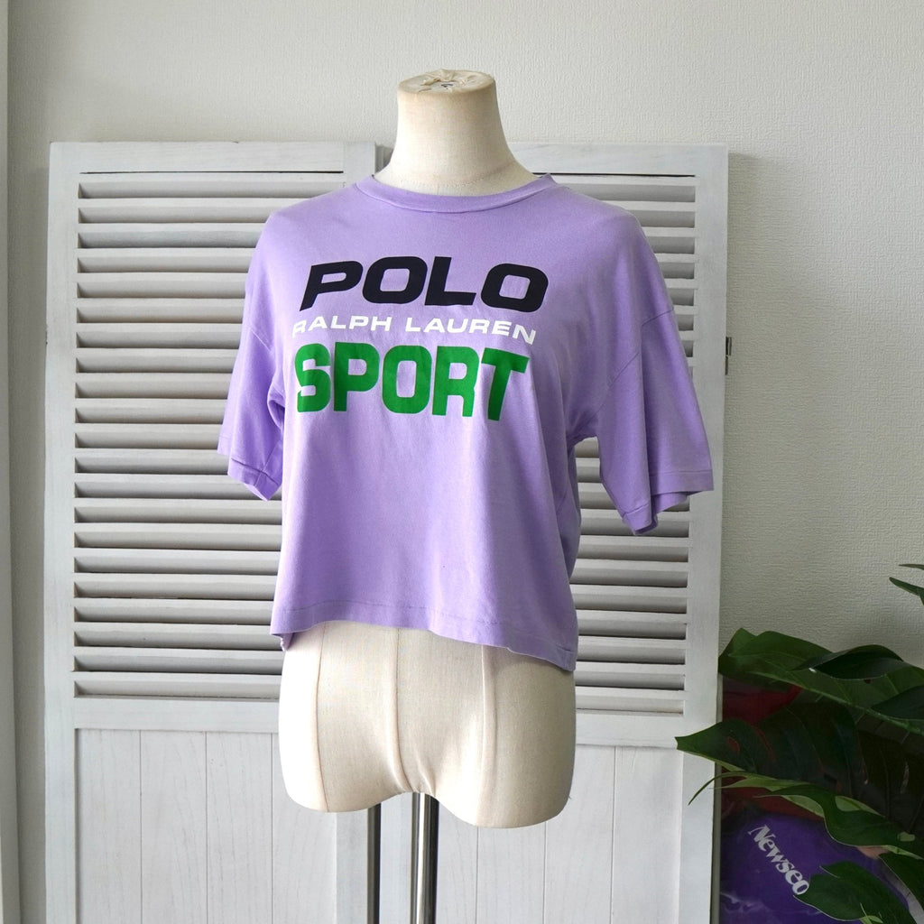 ポロ スポーツ ラルフローレン ショート丈 ロゴ Tシャツ パープル