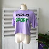 ポロ スポーツ ラルフローレン ショート丈 ロゴ Tシャツ パープル - NEWSED