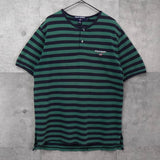 ポロ ラルフローレン 星条旗ロゴ 刺繍 ボーダー柄 Tシャツ グリーン / ネイビー - NEWSED