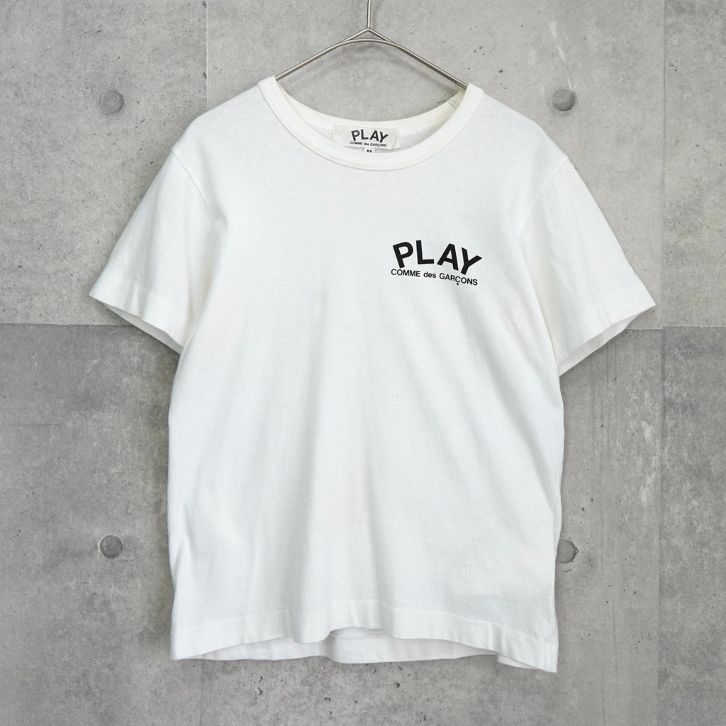 プレイ コムデギャルソン ロゴ Tシャツ ホワイト レディース