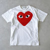 Play Comme des Garçons 白色心形徽标 T 恤
