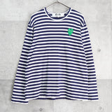 プレイ コムデギャルソン ハートロゴ ストライプ柄 ロンT ネイビ - NEWSED