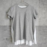 サカイ ドッキング プリーツ ブラウス Tシャツ 半袖トップス グレー / アイボリー レディース - NEWSED