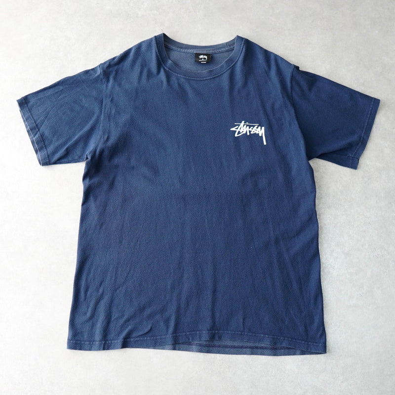 ステューシー ロゴ 両面プリント 半袖Tシャツ ネイビー - NEWSED