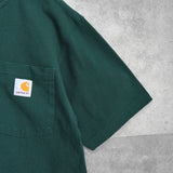 カーハート ロゴ ポケット ヘンリーネック Tシャツ ダークグリーン - NEWSED