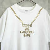 コムデギャルソン × アベイシングエイプ チェーンネックレス 転写 Tシャツ ホワイト - NEWSED