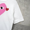 Play Comme des Garçons 白色/粉色心形徽标 T 恤